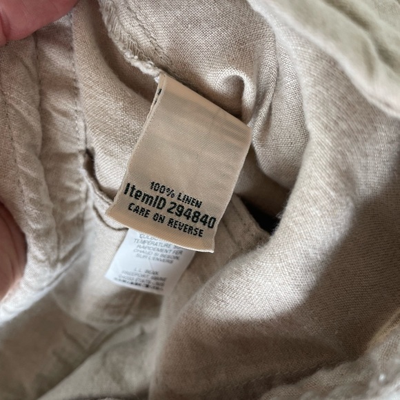 L.L. Bean Classic Fit 100% linen beige elastic tie waist pants | 18 - Picture 8 of 13